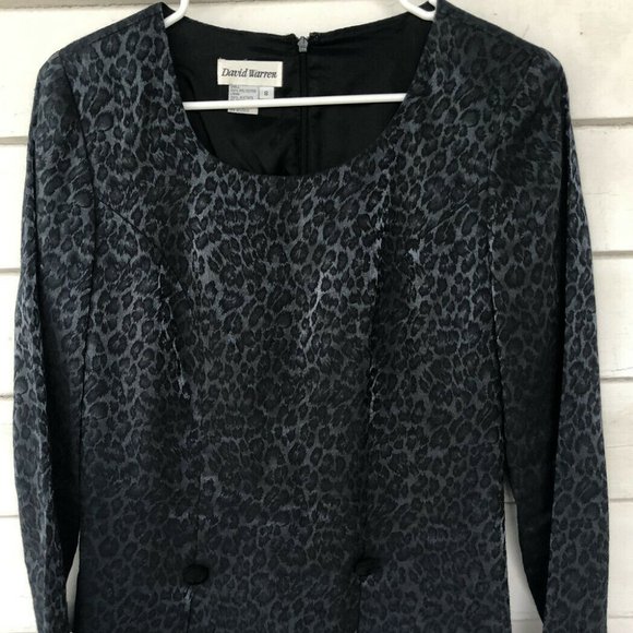 DAVID WARREN ANIMAL PRINT PEPLUM ZIP BACK BLOUSE 8 - Picture 1 of 6